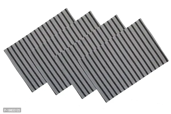 Oasis Home Collection Cotton Fused Mat - Grey Stripe - 4 Pcs Pack