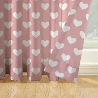 Oasis Home Collection 100% Cotton Printed Window 5 Feet Eyelet Curtain - Pink Heart (Pack of 1)-thumb1