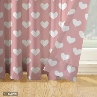 Oasis Home Collection 100% Cotton Printed Window 5 Feet Eyelet Curtain - Pink Heart (Pack of 1)-thumb2