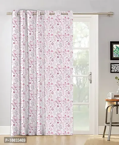 Oasis Home Collection Cotton Flower Printed 9 ft Eyelet Door Curtain - Lavender, Grommets