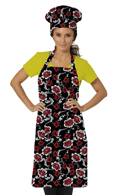 Oasis Home Collection cotton Printed Kitchen Apron with Chef Cap