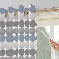 Oasis Home Cotton Printed 7 Ft Eyelet Door Curtain - Grey Coin (Pack of 1)-thumb1