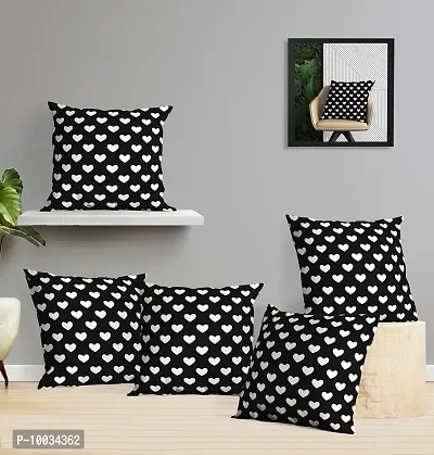 Oasis Home Collection Cotton Printed Cushion Cover(40X40 cm) - Pack of 5 (Black)