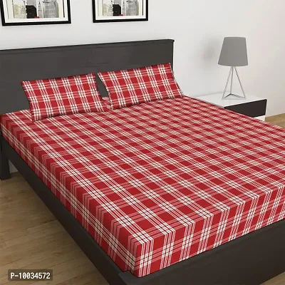 Oasis Home Collection Cotton Woven/ Yarn Dyed Checkered Bed Sheet with Pillow Cover - K. Red Check