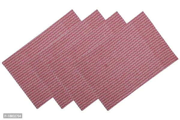Oasis Home Collection Cotton Fused Mat -Red Chevron - 4 Pcs Pack