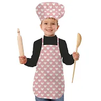 Oasis Home Collection Cotton Heart Printed Unisex Kids Apron & Chef Cap - Pack of 1-thumb1