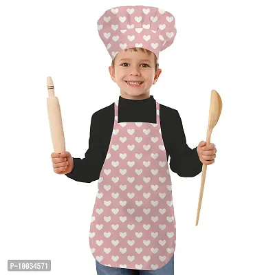 Oasis Home Collection Cotton Heart Printed Unisex Kids Apron & Chef Cap - Pack of 1-thumb2