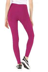 Oasis Home Collection Ultra Soft Stretchable Solid Color Cotton Ankle Fit Leggings Red,Pink-thumb2