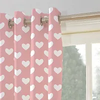 Oasis Home Collection 100% Cotton Printed Window 5 Feet Eyelet Curtain - Pink Heart (Pack of 1)-thumb2