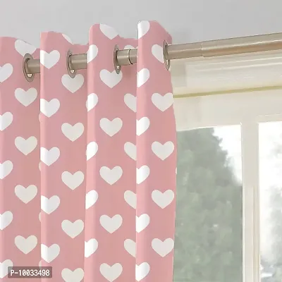 Oasis Home Collection 100% Cotton Printed Window 5 Feet Eyelet Curtain - Pink Heart (Pack of 1)-thumb3