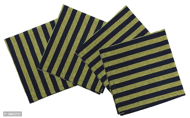 Oasis Home Collection Premium Qaulity Cotton Yarn Dyed Napkins - Yellow & Blue Stripe (Pack of 4)
