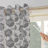 Oasis Home Cotton Printed 7 Ft Eyelet Door Curtain - Geo Print-thumb1