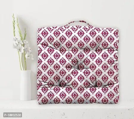 Oasis Home Collection Cotton Shell with Natural Cotton Printed Floor Cushion - Red Print SN