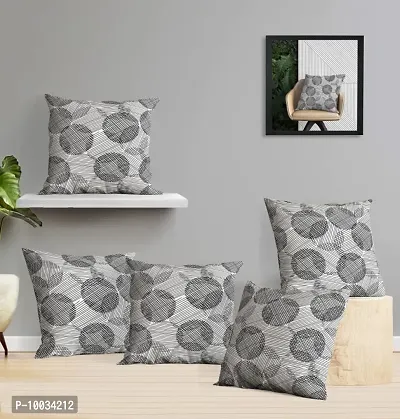 Oasis Home Collection Cotton Printed Cushion Covers ( 40 X 40 cm ) - Pack of 5 (Grey)-thumb0