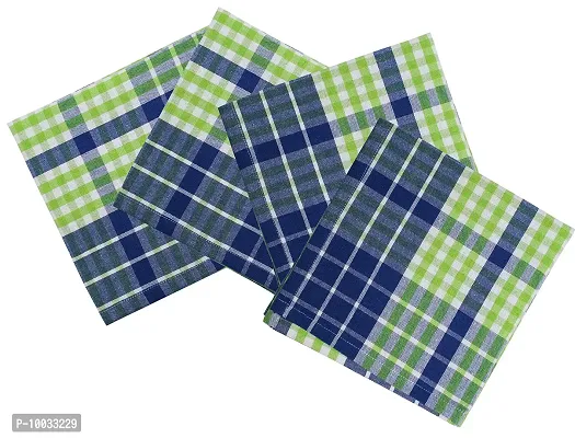 Oasis Home Collection Premium Qaulity Cotton Yarn Dyed Napkins - Green & Blue Check (Pack of 4)