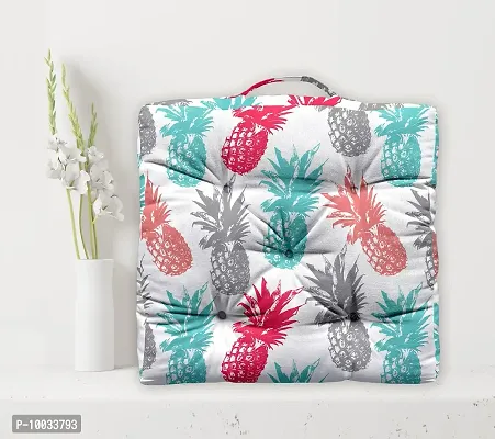 Oasis Home Collection Cotton Shell with Natural Cotton Printed Floor Cushion - Pineapple