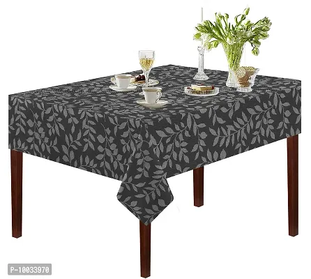 Oasis Home Collection Cotton YD Jacquard Table Cloth - Black -Big Leaf - 4 Seater (Pack of 1)-thumb0