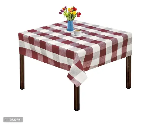 Oasis Home Collection Cotton Yarn Dyed Table Cloth - Maroon - 2 Seater ( Pack of 1)-thumb0