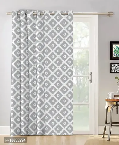 Oasis Home Collection Cotton Printed Door Curtain, 4.5 X 7 Ft, Grey, Pack of 1, Grommets