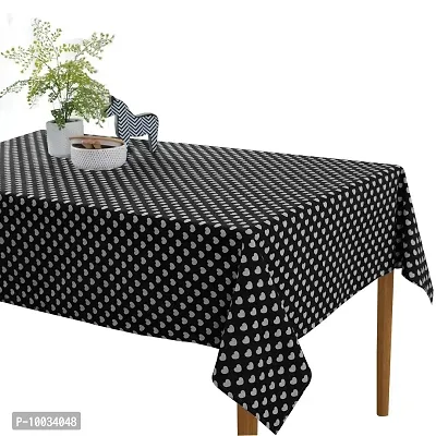 Oasis Home Collection Cotton Printed Table Cloth - Black Heart - 6 Seater(Pack of 1)