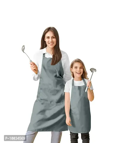 Oasis Home Collection Cotton Parent and Kids Apron Combo set (1- Apron for parent, 1 for Kid ) - Pack of 2 (S.Sage)-thumb0