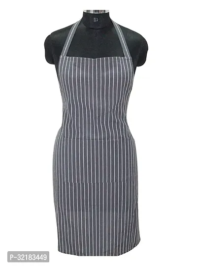 Cotton YD Apron with Big Center Pocket - Free Size - Z Grey Stripe Size Free Size