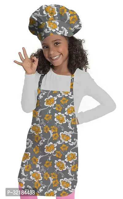 Stylish Cotton Printed Unisex Kids Apron with Chef Cap