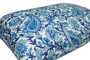 Oasis Home Collection 100 % Cotton Elegant Printed Bed Pillows Filled Polyester- Blue Print Paisley - Pack of 2-thumb1