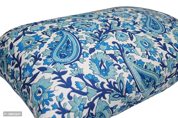 Oasis Home Collection 100 % Cotton Elegant Printed Bed Pillows Filled Polyester- Blue Print Paisley - Pack of 2-thumb2
