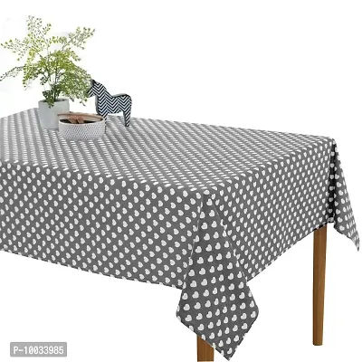 Oasis Home Collection Cotton Print Table Cloth - Grey Heart - 6 Seater(Pack of 1)-thumb0