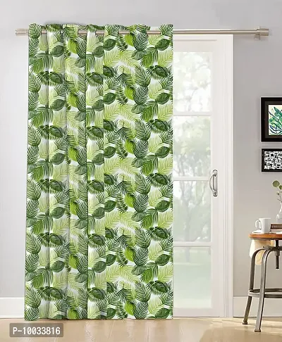 Oasis Home Collection Cotton Printed 7 Ft Eyelet Door Curtain - K Green Leaf, Grommets