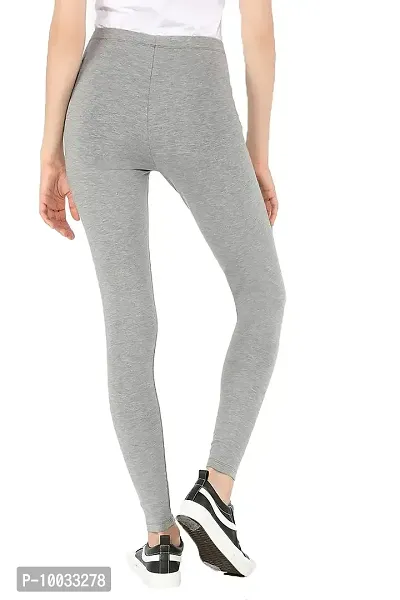 Oasis Home Collection Ultra Soft Stretchable Solid Color Cotton Ankle Fit Leggings Grey-thumb2