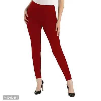 Oasis Home Collection Ultra Soft Stretchable Solid Color Cotton Ankle Fit Leggings Red-thumb0