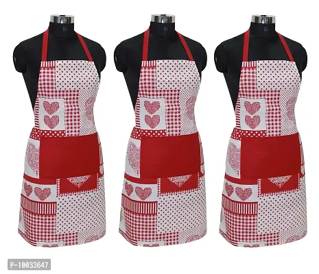 Oasis Home Collection 100% Cotton Printed Free Size Easy to wear Apron with Big Center Pocket (Pack of 3)