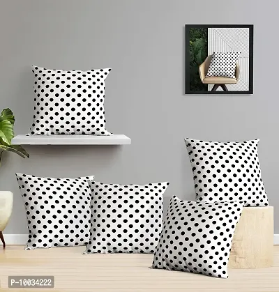 Oasis Home Collection Cotton Printed Cushion Covers ( 40 X 40 cm ) - Pack of 5 (Black Polka)-thumb0