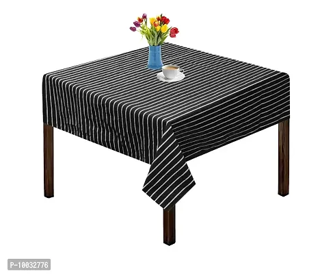Oasis Home Collection Cotton Z Stripe Square YD 2 Seater Table Cloth (Black , Pack of 1)-thumb0