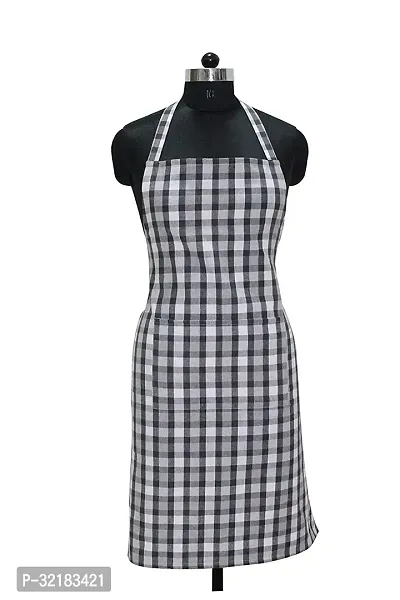 Cotton YD Checkered Free Size Apron with Big Center Pocket - Grey Size Free Size