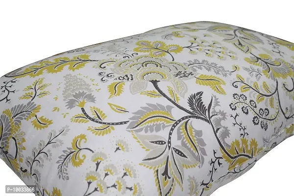 Oasis Home Collection 100 % Cotton Elegant Printed Bed Pillows Filled Polyester- Yellow Print Flower - Pack of 2-thumb2