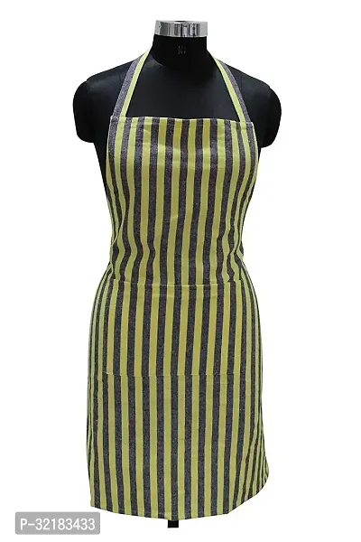 Cotton YD Free Size Apron with Big Center Pocket - Yellow  L Blue Stripe Size Free Size