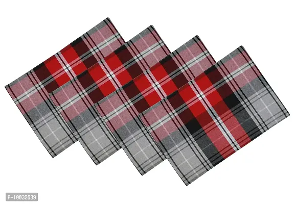 Oasis Home Collection Cotton Fused Mat - Red & Black Check - 4 Pcs Pack