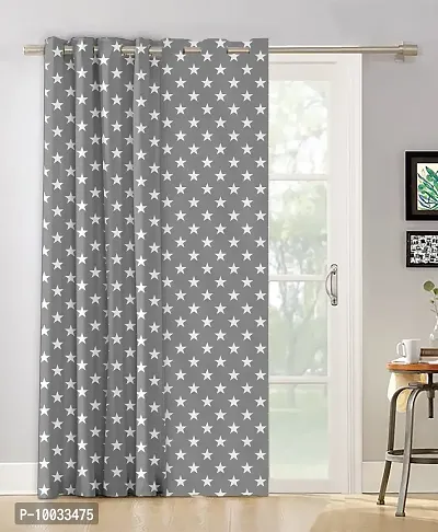 Oasis Home Cotton Printed 9 Ft Eyelet Door Curtain - Grey Star (Pack of 1)