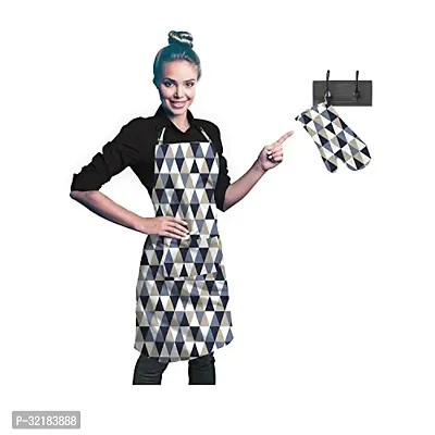 Cotton Kitchen Linen Set ( Apron, Glove ) - Multi Triangle Size apron - 65x80 cm ,glove 18x28 cm