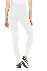 Oasis Home Collection Ultra Soft Stretchable Solid Color Cotton Ankle Fit Leggings White-thumb1