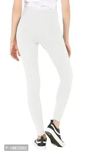 Oasis Home Collection Ultra Soft Stretchable Solid Color Cotton Ankle Fit Leggings White-thumb2