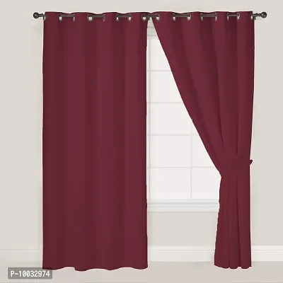 Oasis Home Cotton Solid 7 Ft Eyelet Door Curtain with Tie Back - Purple