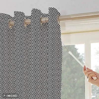 Oasis Home Cotton Printed 7 Ft Eyelet Door Curtain - Print Black Diamond-thumb2