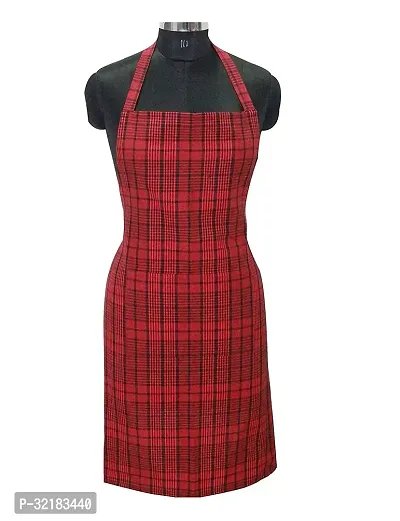 Cotton YD Apron with Big Center Pocket - Free Size - Red Mini Check Size Free Size