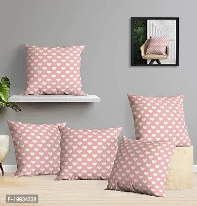 Oasis Home Collection Cotton Printed Cushion Cover(40X40 cm) - Pack of 5 (Pink)