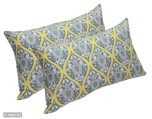 Oasis Home Collection 100 % Cotton Elegant Printed Bed Pillows Filled Polyester- Grey Print Paisley - Pack of 2-thumb0