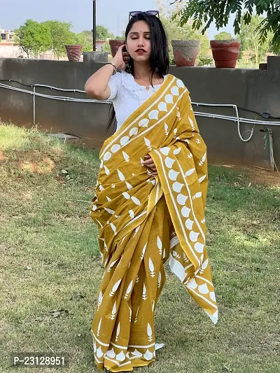 Jaipuri Hand Block Printed Soft Cotton Mulmul Saree-thumb0